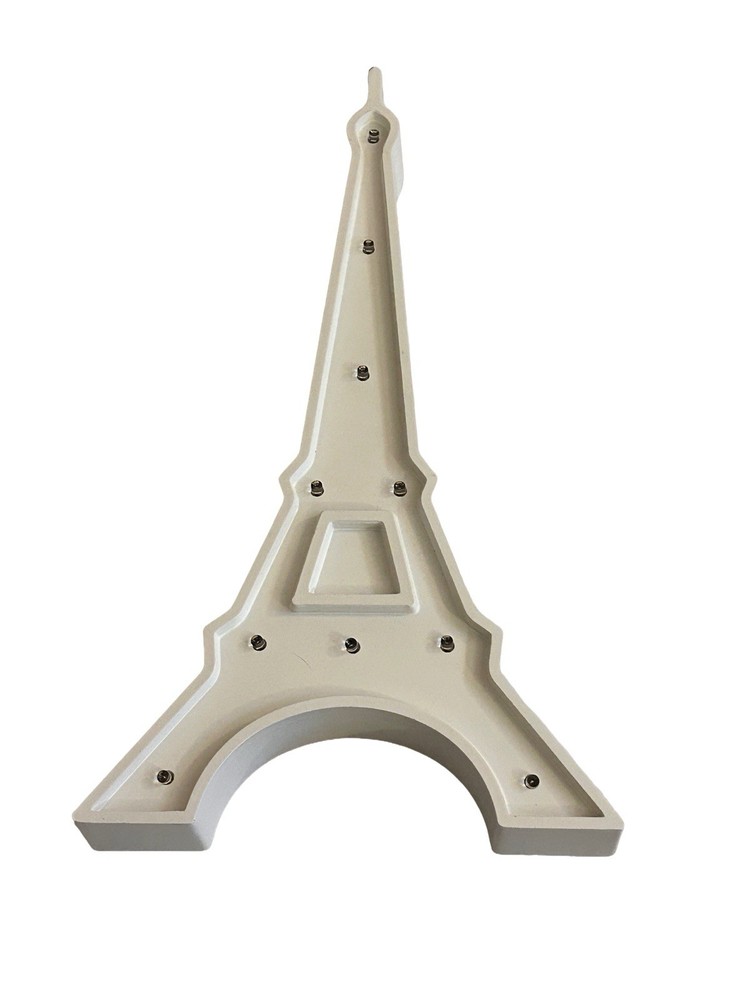 Claire’s 14” White Eiffel Tower Wall Hanging With Lights TESTED Paris