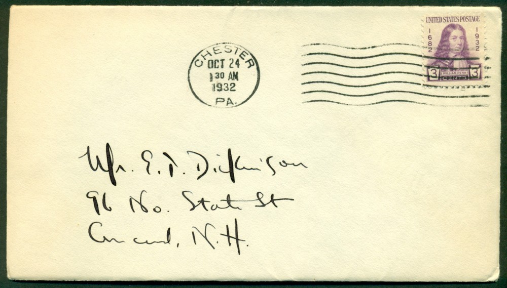 SCOTT # 724 FDC, NO FRONT CACHET, SCRIPT ADDRESS, CHESTER, PA, GREAT PRICE!