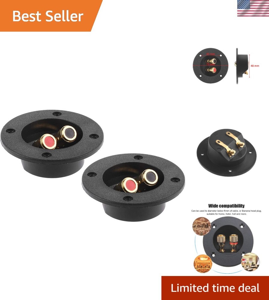 Durable Gold Plate Push Spring Loaded Speaker Jacks - Easy Install Pack of 2