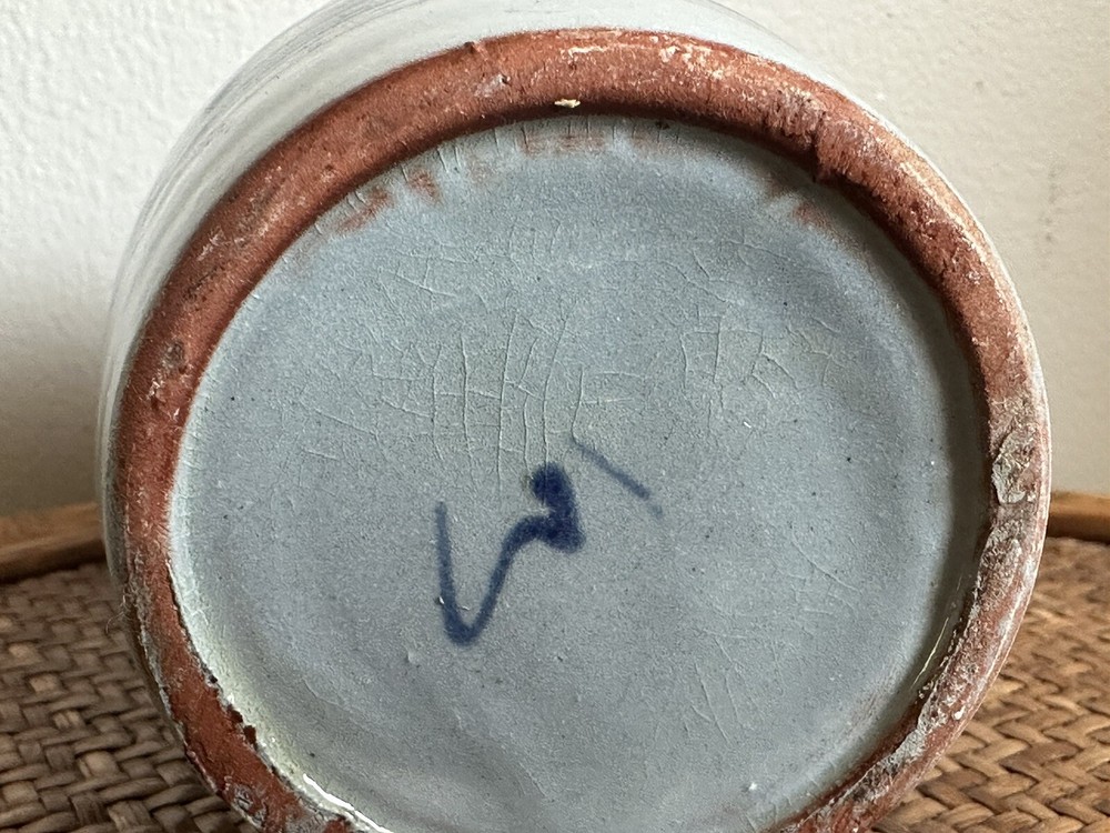 Blue Floral Handmade Pitcher Signed