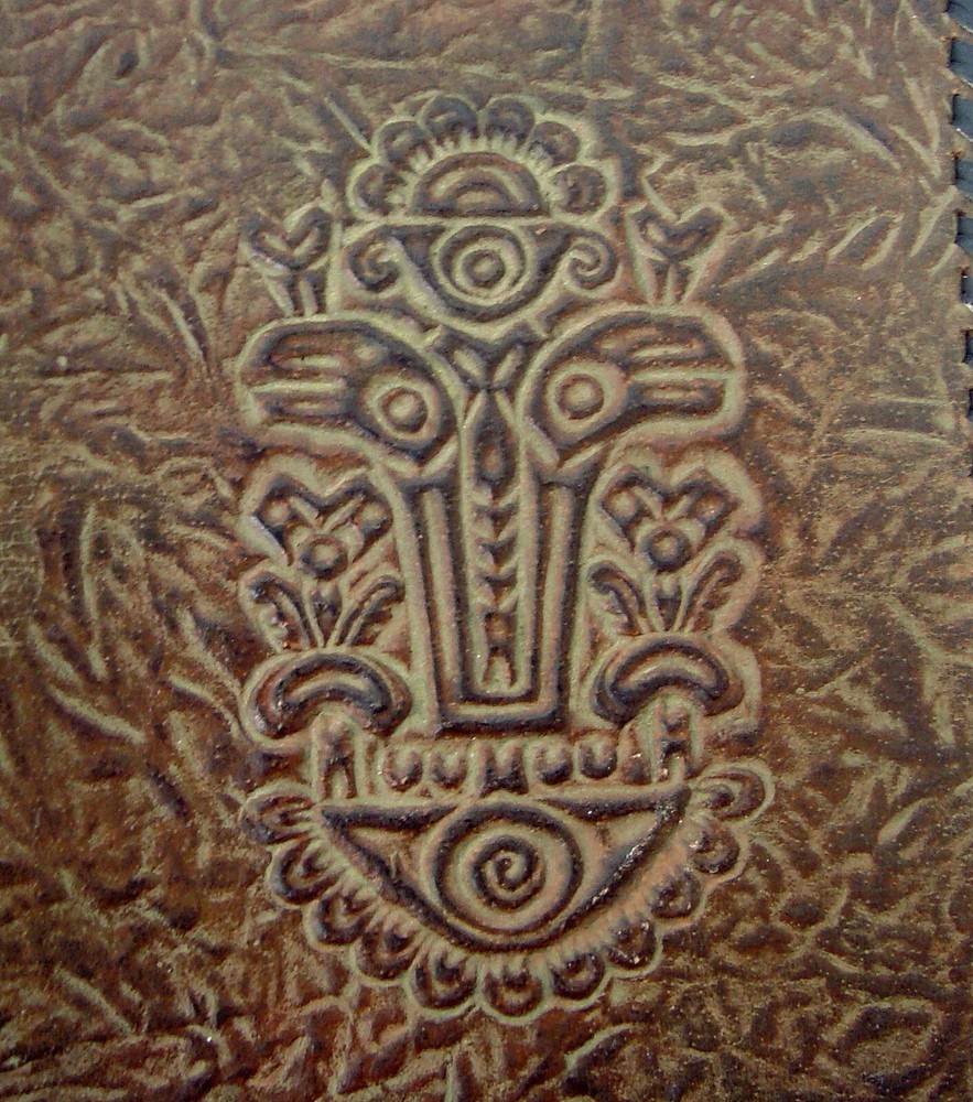 Vintage tooled leather folder Small book-cover
