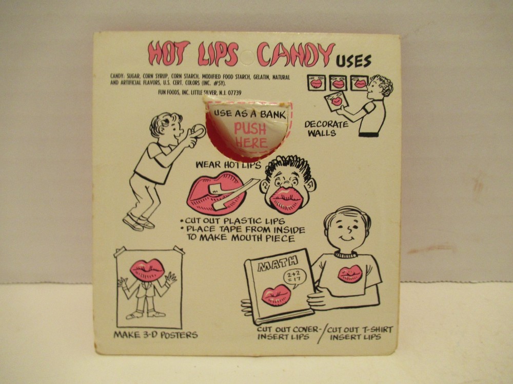 Vintage Hot Lips Candy by Fun Foods in Original Package Empty Container
