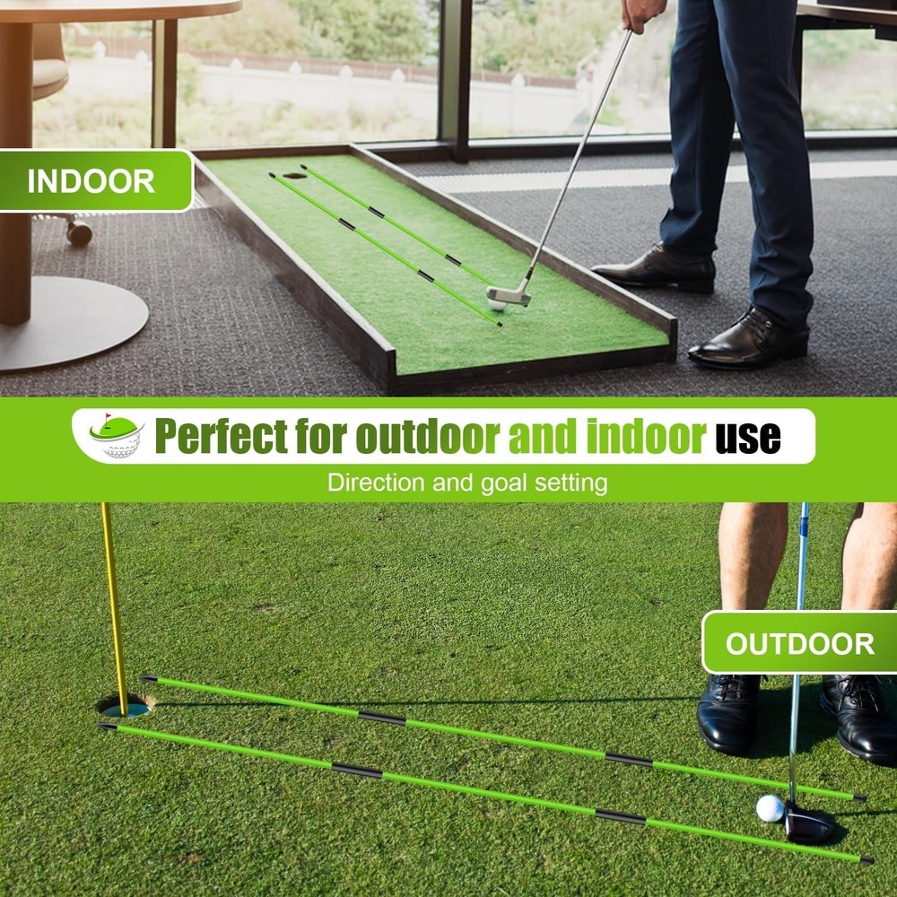Golf Alignment Sticks 2 Pack, 48″Collapsible Practice Rods for Aiming/Putting...