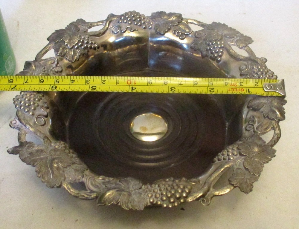 Vtg Silver WINE BOTTLE COASTER Grapes Barware Hallmarked Regency Design