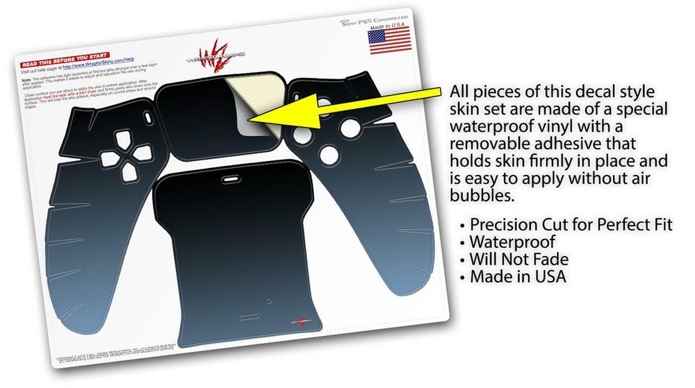 Skin Sony PS5 Controller Smooth Fades Blue Dust Black