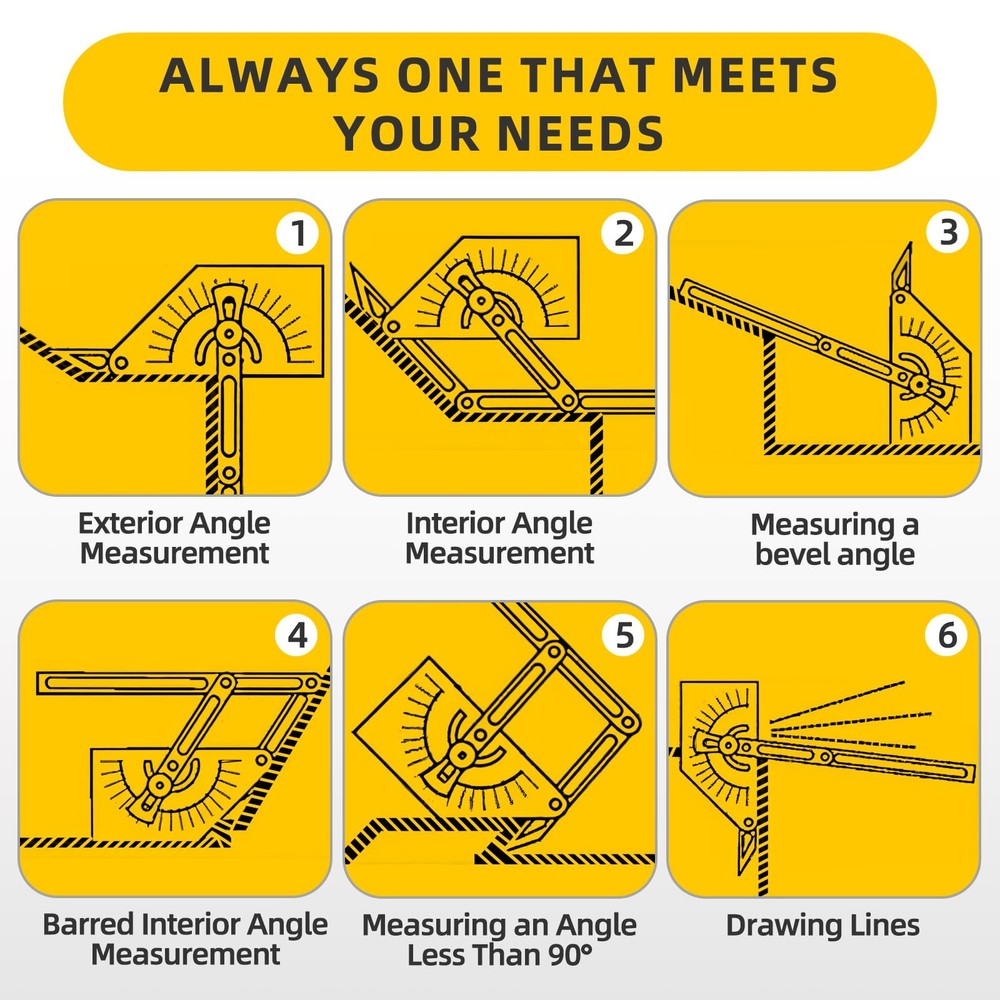 2 Pcs Protractor Angle Finders, Adjustable Protractors 0°-180° with Locking N...