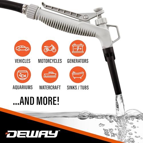DeWay Battery-Powered Stick Fuel Transfer Pump with Hand Trigger Nozzle