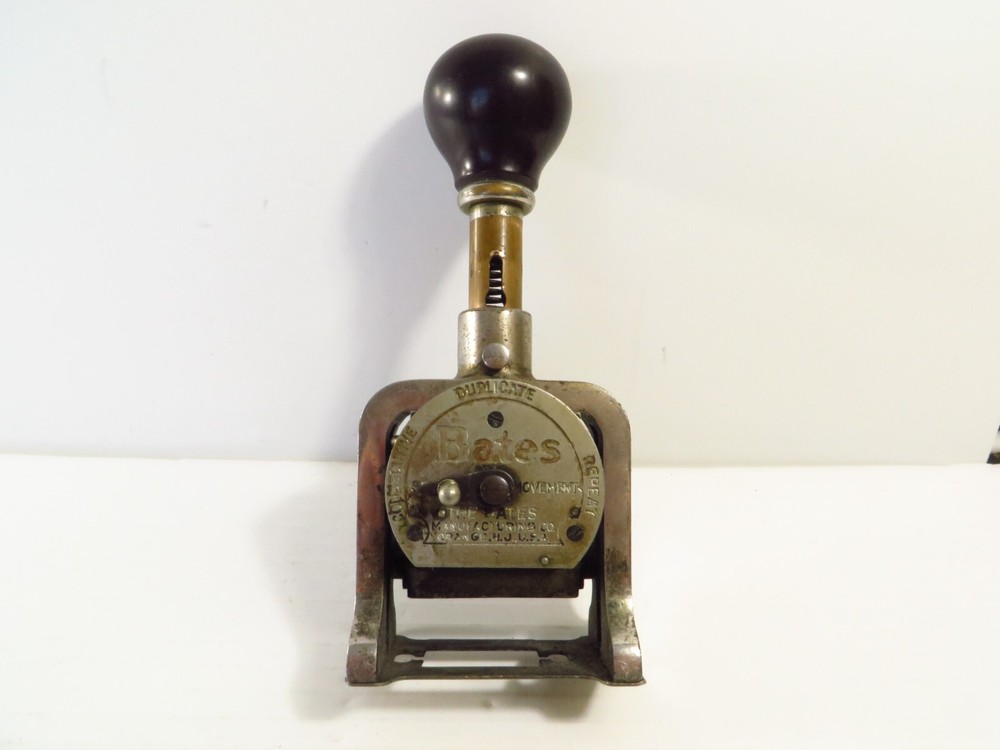 Vintage Bates Numbering Machine 5 Wheels Style E, As Is