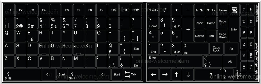 spanish traditional replacement keyboard sticker black
