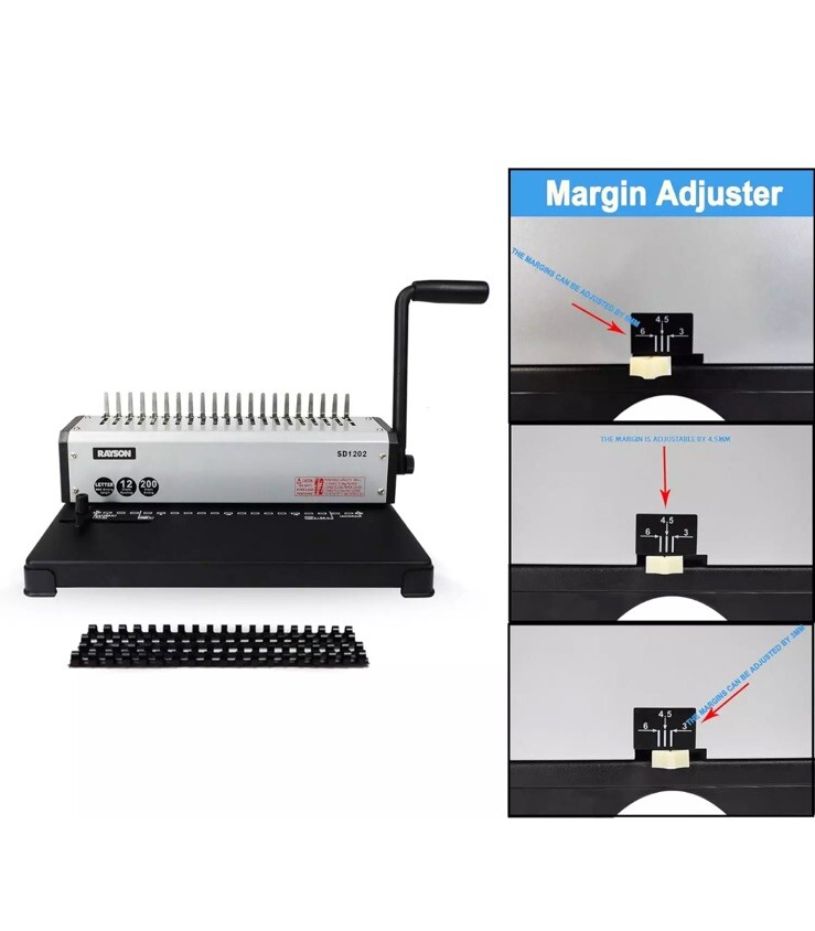 SD1202 Comb Binding Machine, 19 Holes, Max Punching Letter Size, with Comb Set B