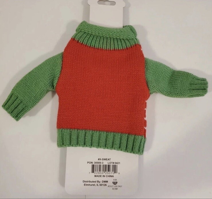 Christmas Ugly Sweater Knit Wine Bottle Cover Fireplace Pullover