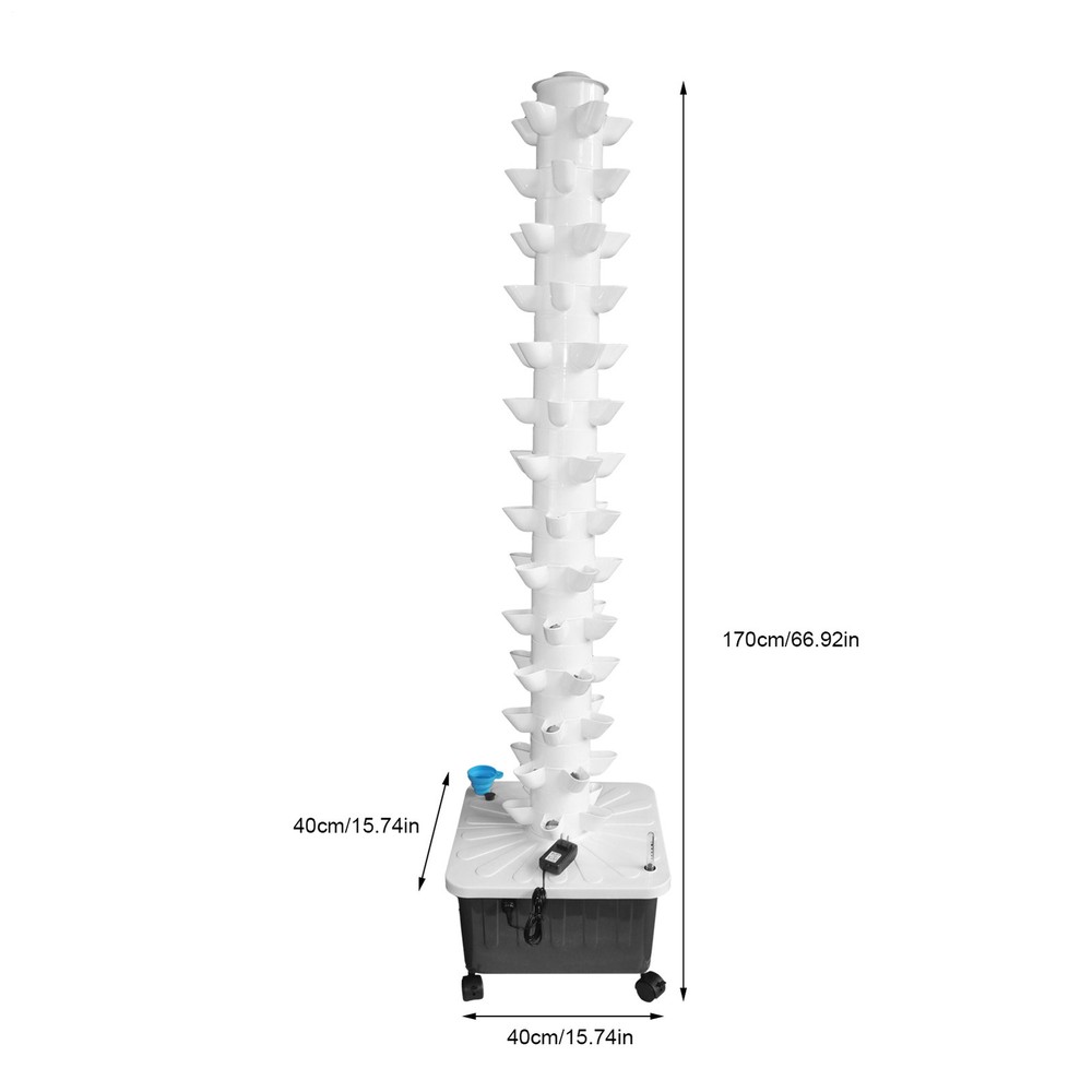 Vertical Hydroponic System Tower Garden Aeroponics Home Grow kit 12 Layer 70Pots