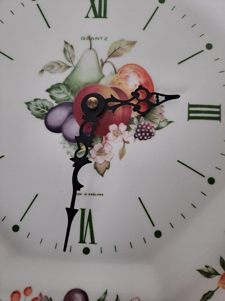 Johnson Brothers Fresh Fruit Wall Clock Octagonal Vintage Bone China Fully Work