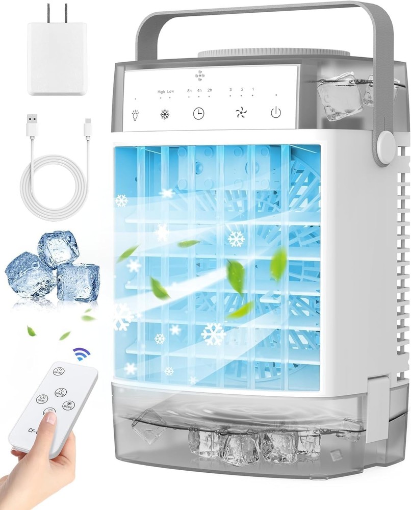 Portable Air Conditioner Fan with Mist Modes 3 Speeds USB Powered Grey