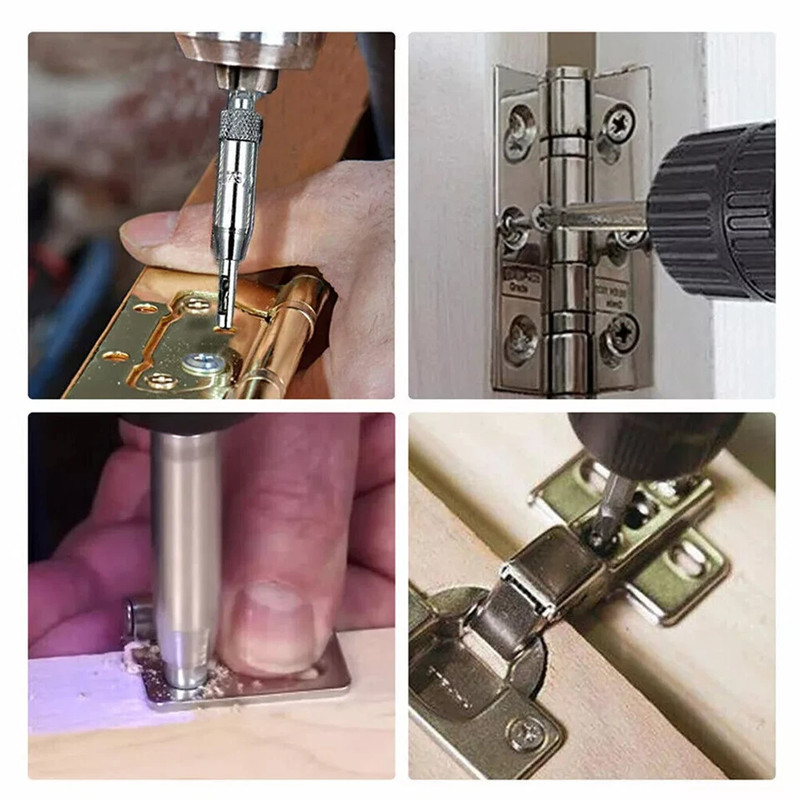 Self Centering Hinge Hardware Drill Bit Set 3 Pcs Pilot Hole Guides Door Window