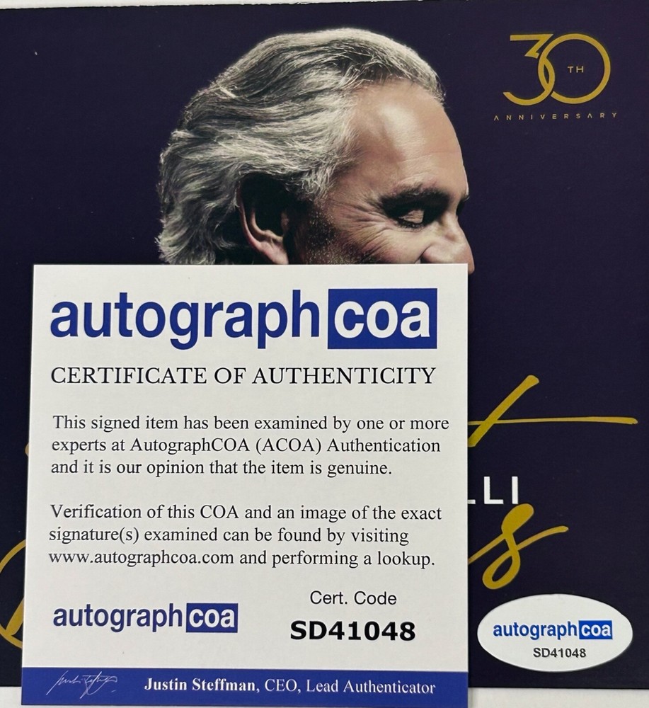 ANDREA BOCELLI Signed Autograph CD "Duets" ACOA