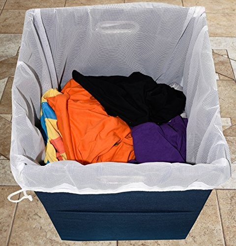 Extra Large Laundry Hamper with Laundry Bag, Foldable Clothes Basket Navy Blue
