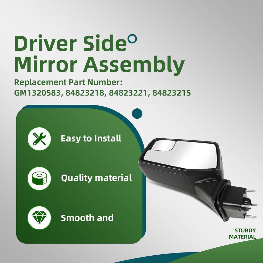 Driver Left Side Mirror Assembly Compatible with 2019-2023 Silverado and Sierra