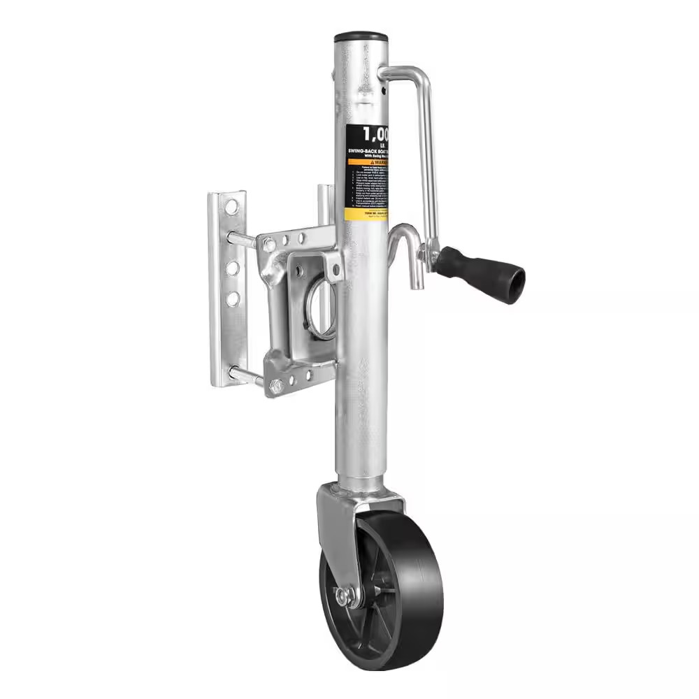 1,000 lbs. Adjustable Height Side Back Bolt On Trailer Jack With Durable Wheel