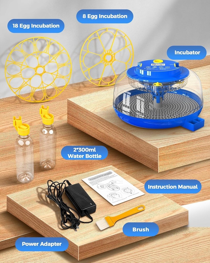 HBN 18 Egg Incubator with Temperature Control, Automatic Egg Turning & Humidity