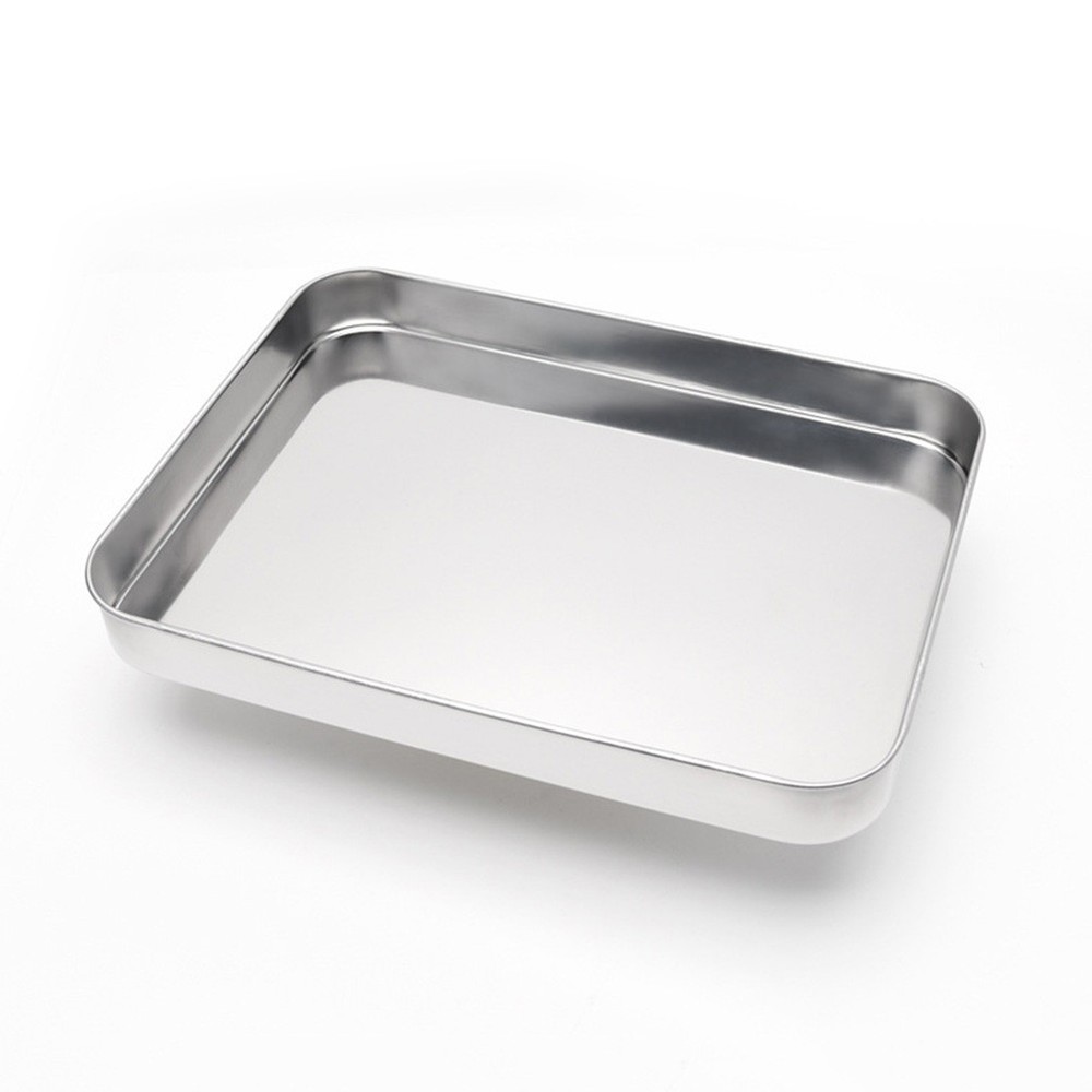 10 Inch Stainless Steel Bakeware Rectangular Rice Noodles Plate