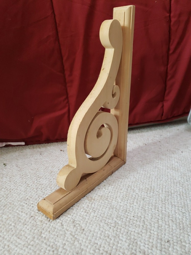 Unfinished Scrollwork Design Wood Corbel Shelf Bracket 11.75 x 8"