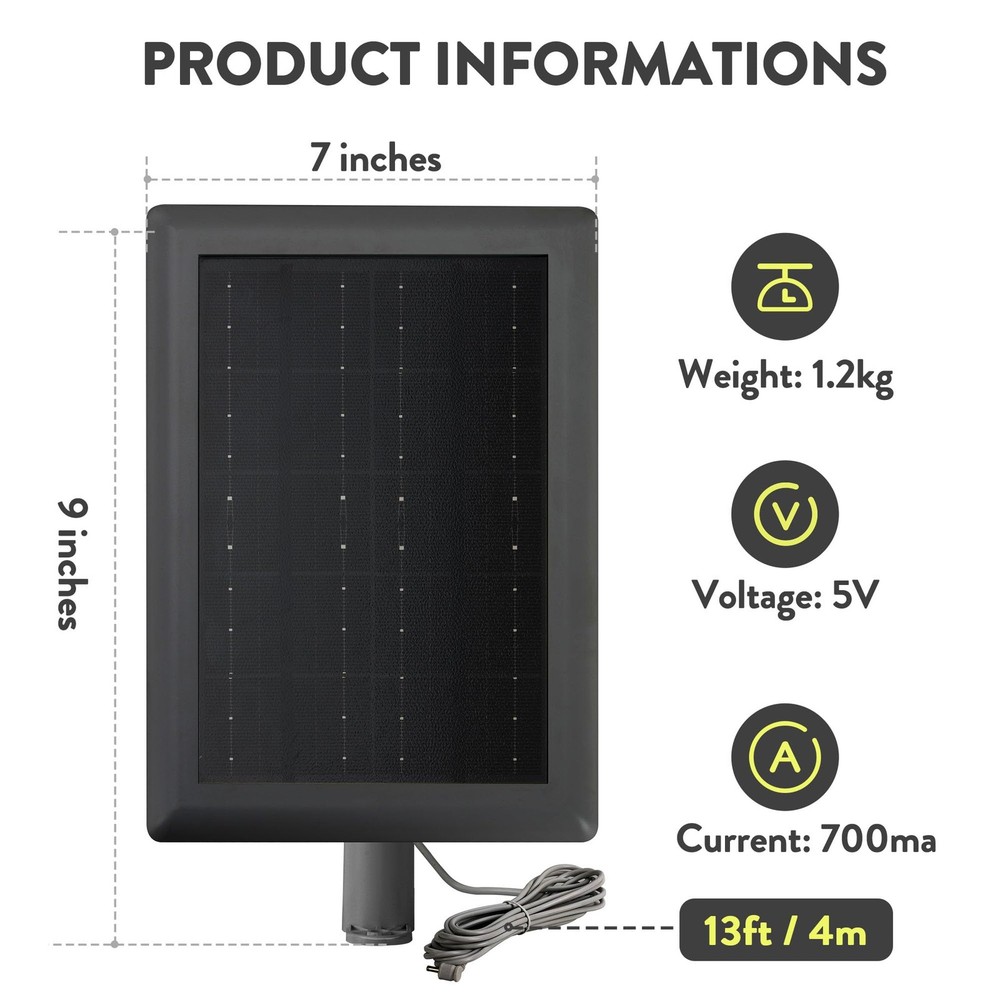 Ring Solar Panel2nd Generation, 5W Ring Solar Panel Charger with Mount for St...