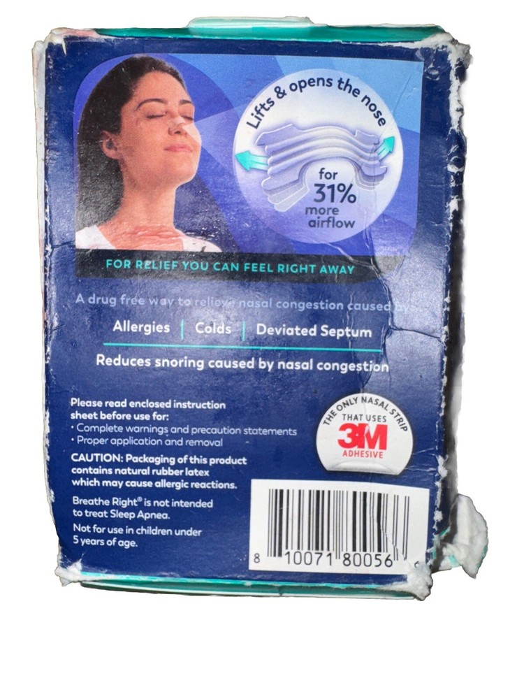 Breathe Right Extra Strength Clear - 44/Box Clear Strips. *box Damaged