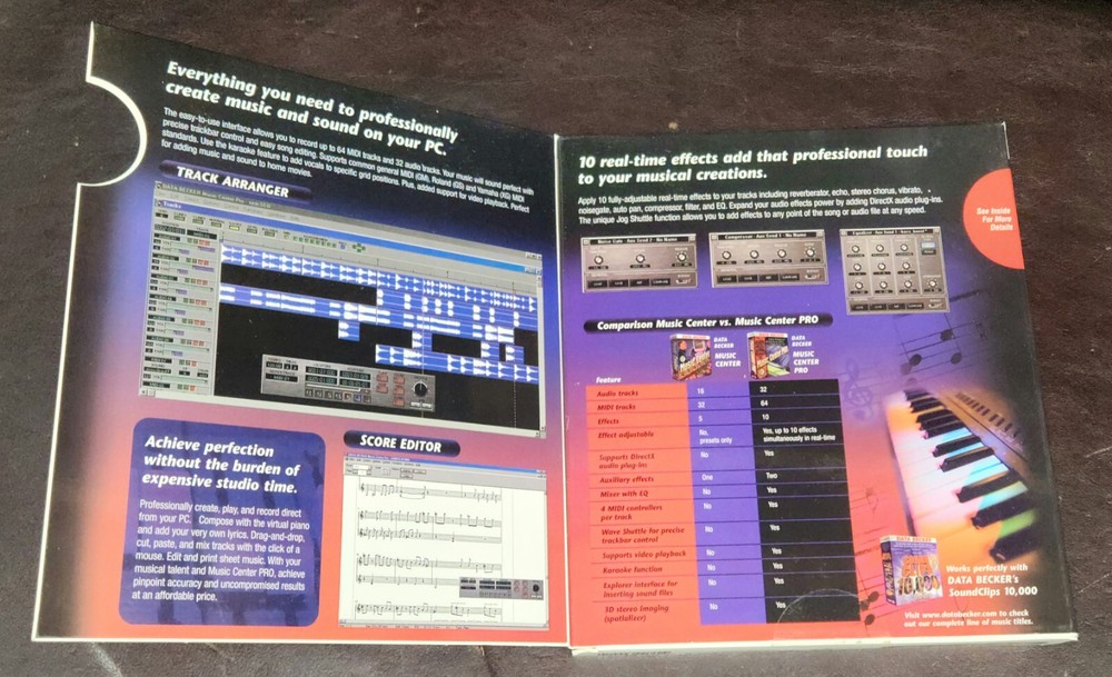 Vintage 2000 Data Becker Music Center Pro Software, Complete/Win 95/EUC