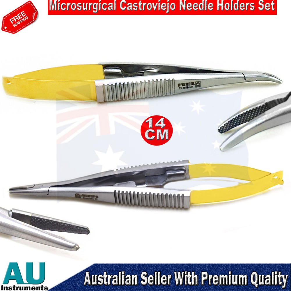 TC Castroviejo Needle Holders 2pcs Set Microsurgical Surgery instruments New CE