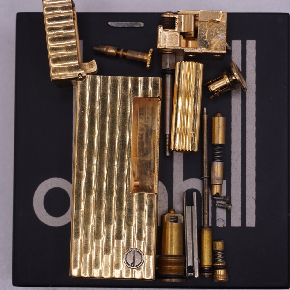 Dunhill Lighter Gold Bambo Pattern-Ultrasonically Cleaned_Working