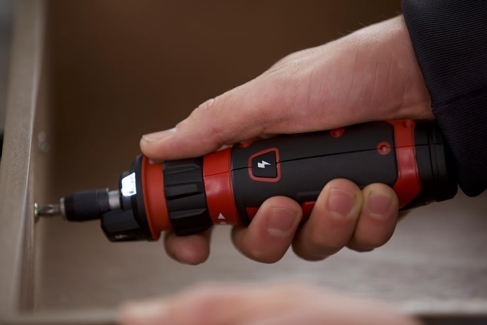 Red 4V Cordless Screwdriver w/Circuit Sensor & 9 Bits - Perfect for DIY Projects