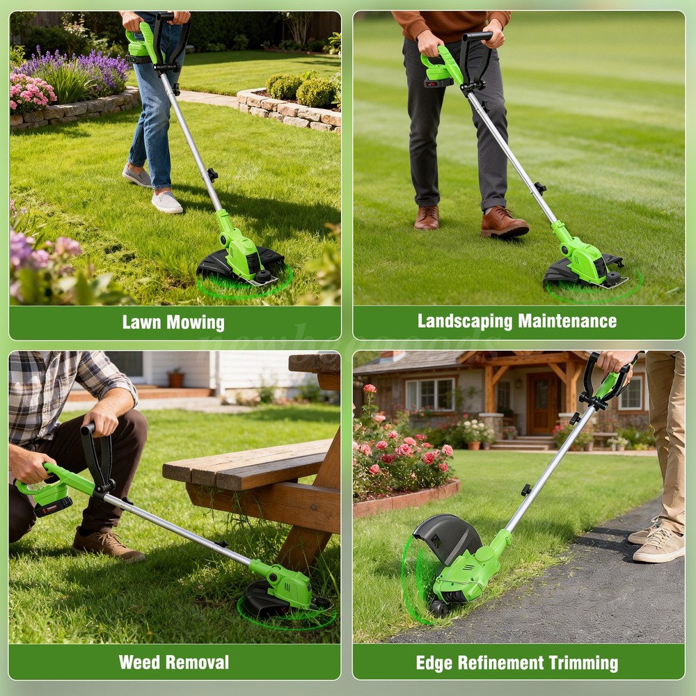 Electric Cordless Grass String Trimmer Lawn Edger WeedWacker Cutter + 2 Battery