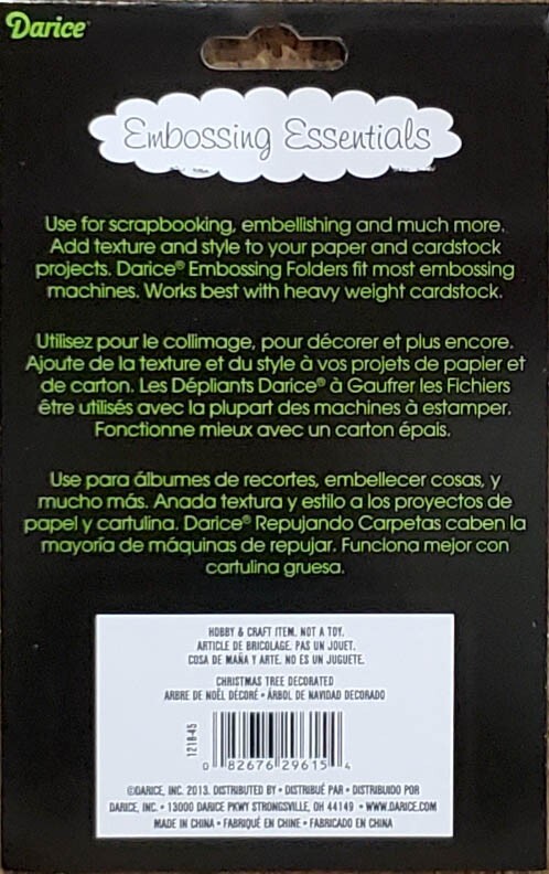 Darice Embossing Essentials Folder 1218-45 DECORATED CHRISTMAS TREE Scrapbook