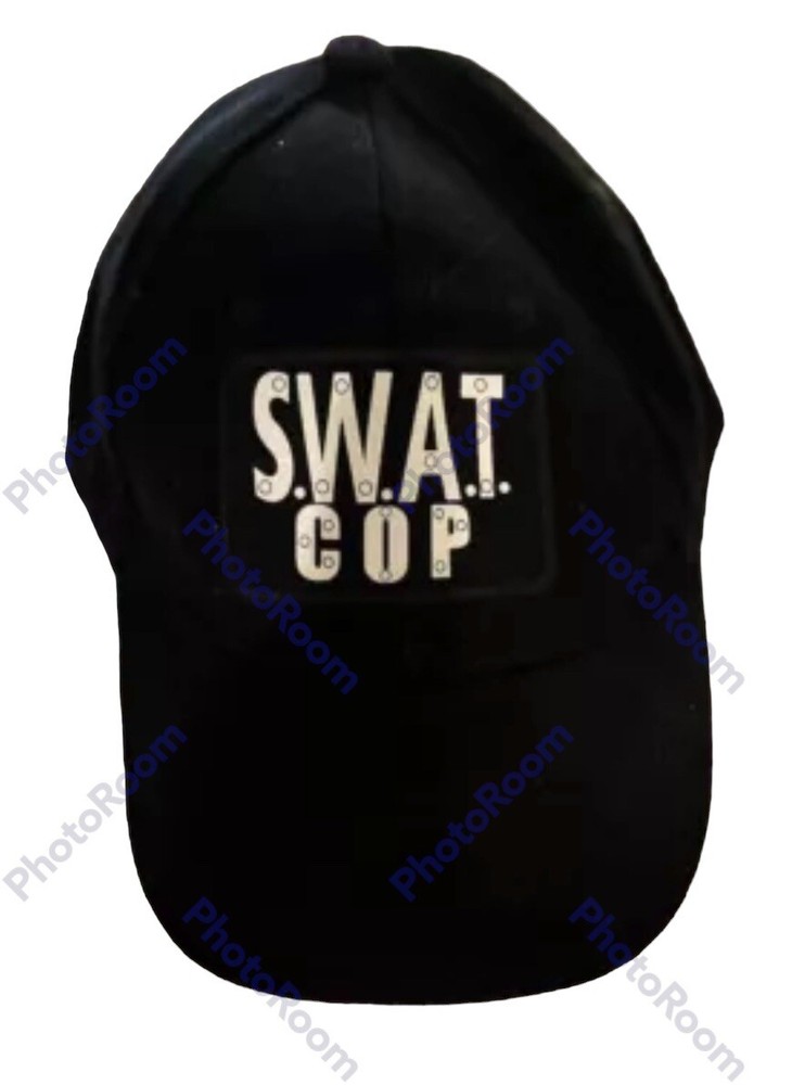 *Boy's Adjustable SWAT COP  Costume Hat Cap Black