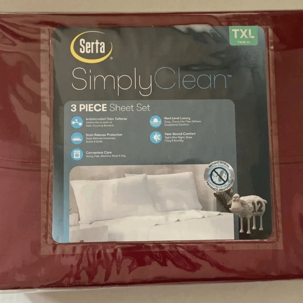 Serta Simply Clean 3 Piece Sheet Set TXL