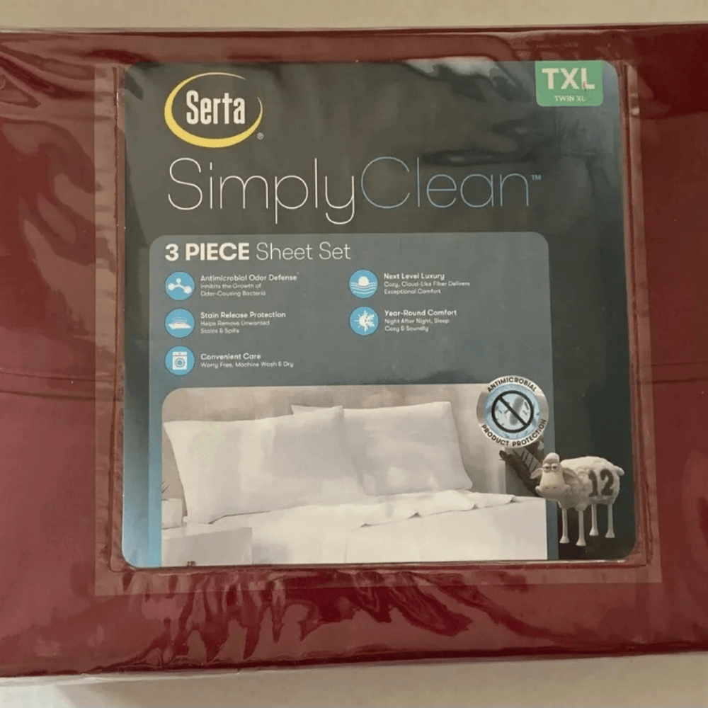 Serta Simply Clean 3 Piece Sheet Set TXL