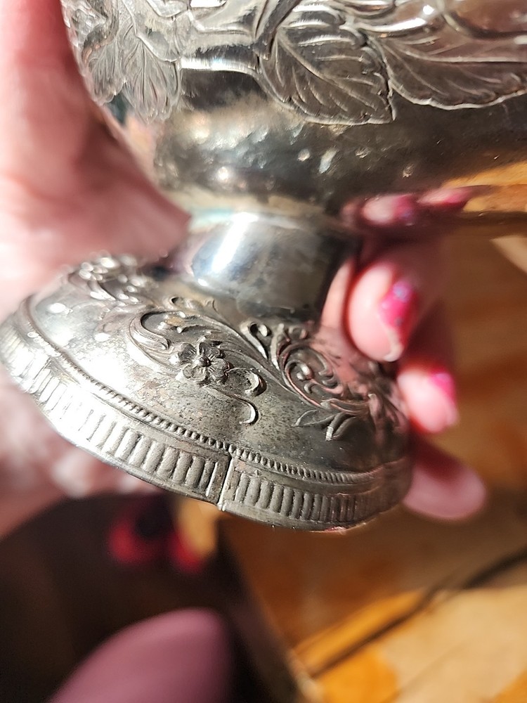 VTG Silver-Plate Scuttle Sugar Bowl Footed Caddy Handled No Scoop