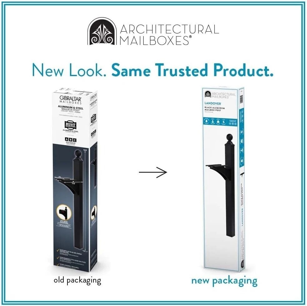 Landover Aluminum Mailbox Post, Black