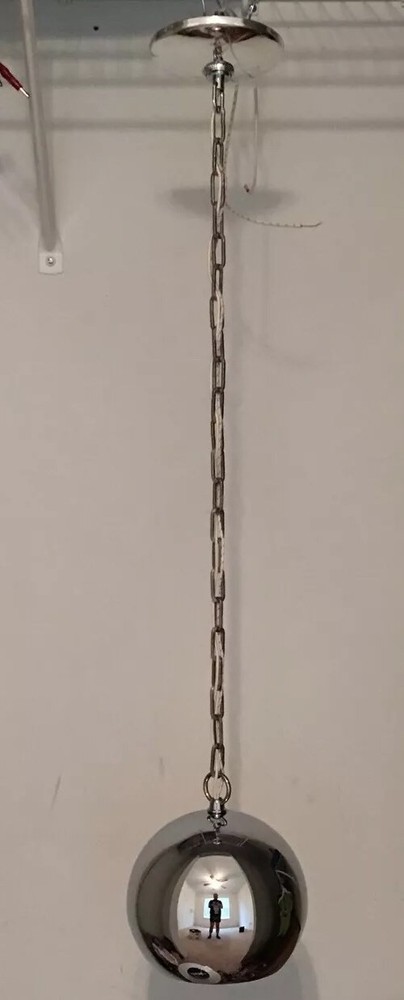 35" Long Wired Pair Chrome Pendant Light Mid Century Modern 30A