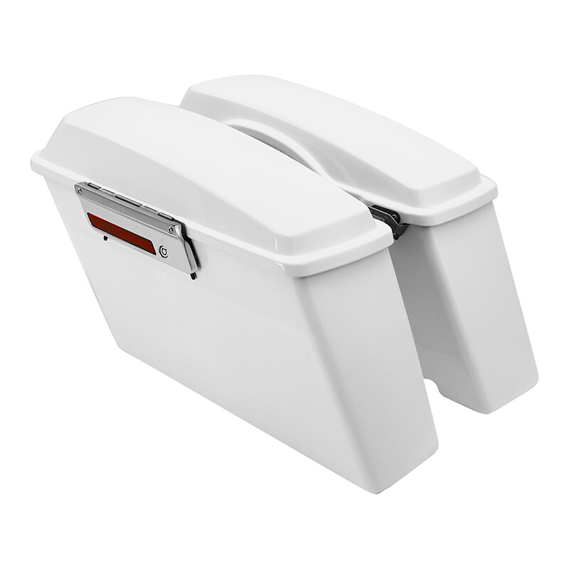 White Hard Saddlebags + Conversion Bracket Fit For Harley Softail 1984-2017 2016