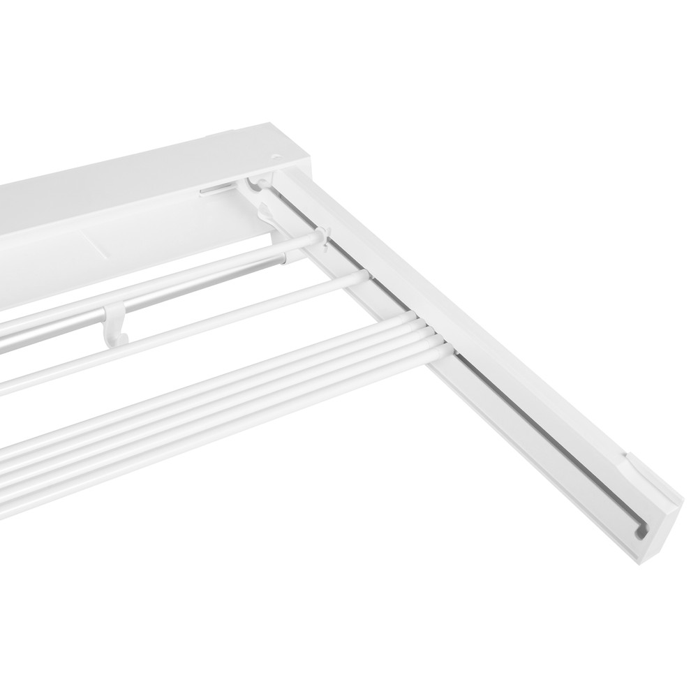 Wall-mount Laundry Clothes Storage Drying Rack White Retractable Dryer Hanger