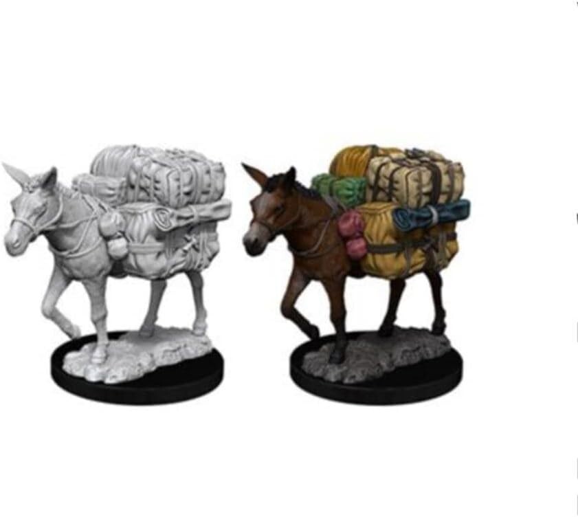 Pack Mule 2 pack medium Deep Cuts Pathfinder miniature D&D unpainted W7 horse