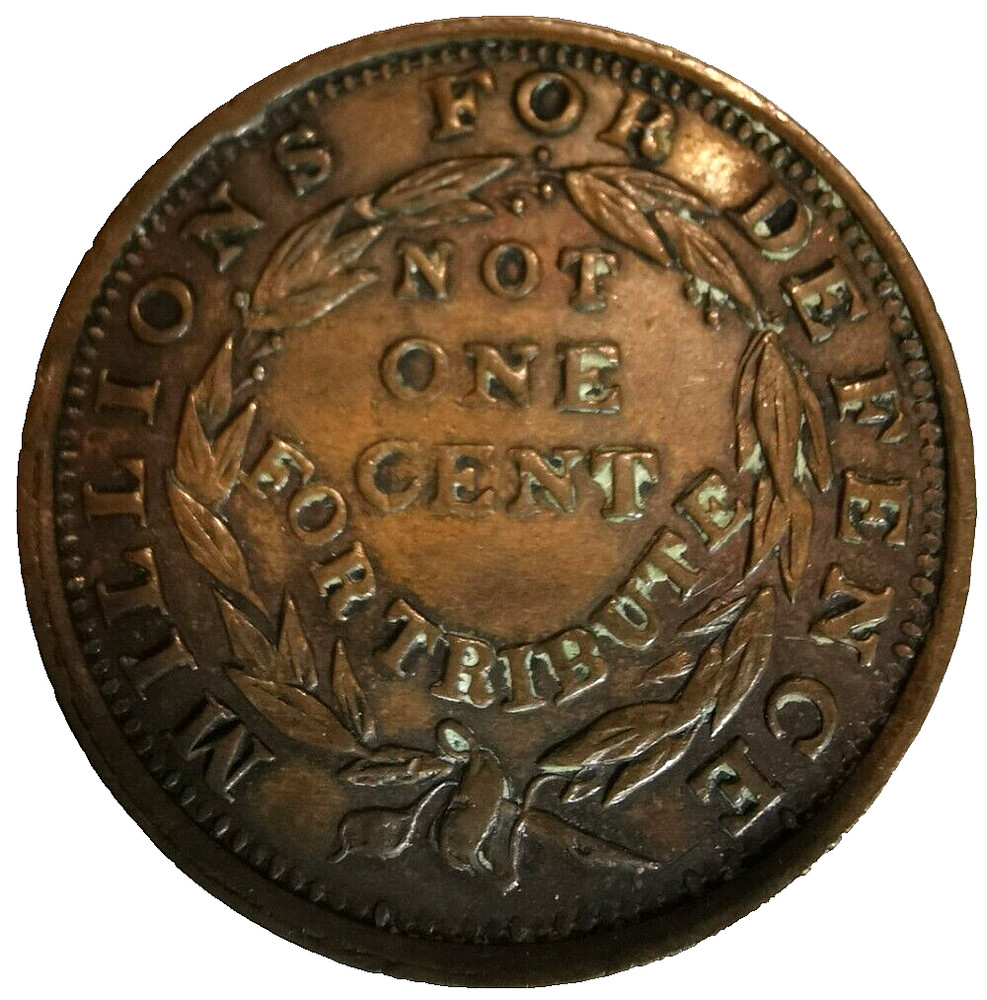 1837 US Hard Times Cent Copper Liberty - Not One Cent Token HT-45