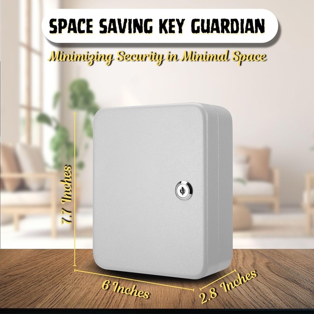 Wall-Mount Key Box Organizer - 40 Capacity Lock Box with Code Security