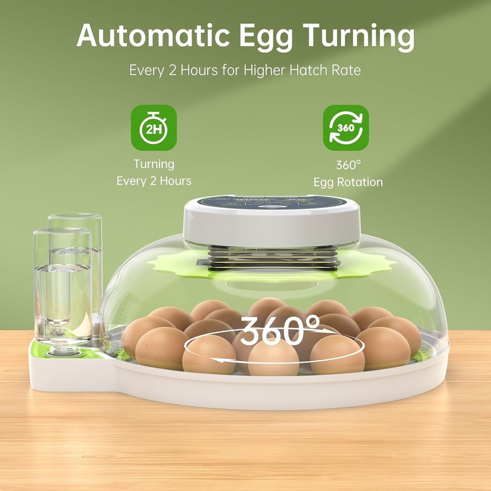 Egg Incubator with Automatic Egg Turning and Humidity Control, 18 Eggs Incuba...