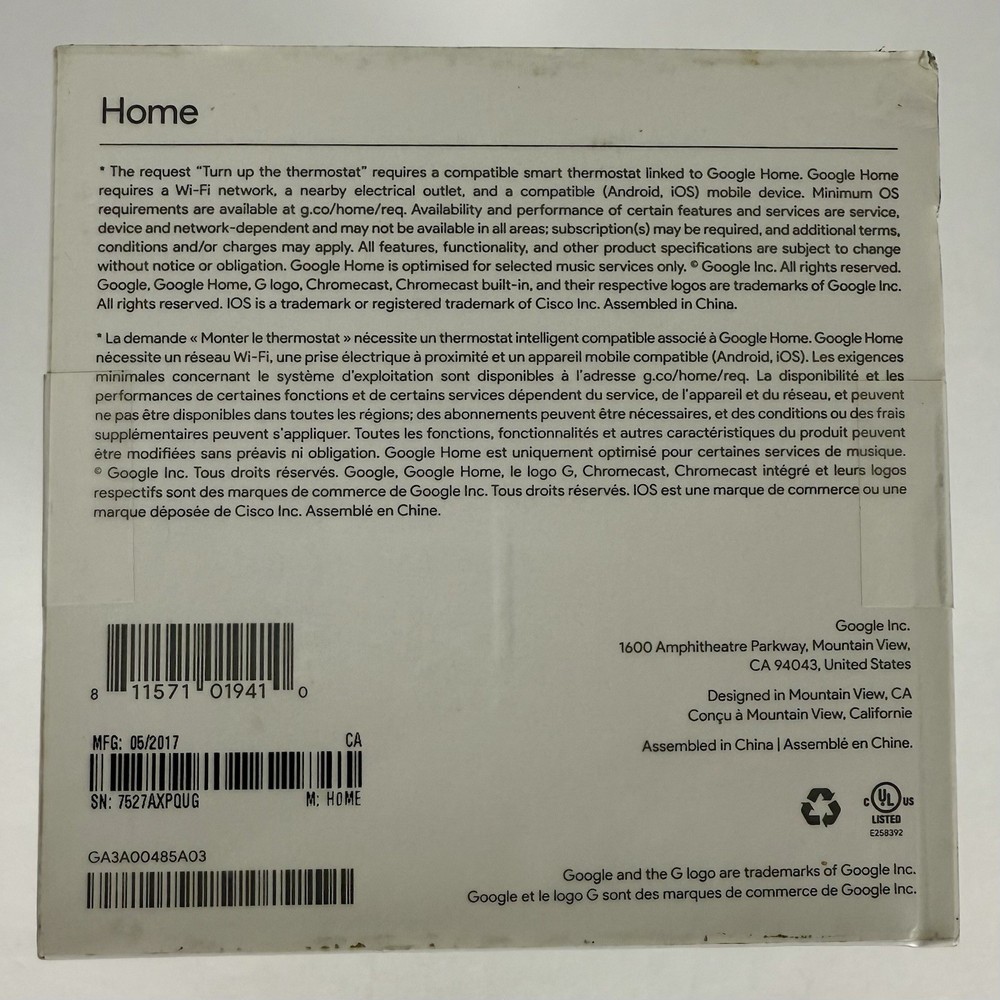 Google Home - Smart Speaker & Google Assistant Light Grey & White/Slate