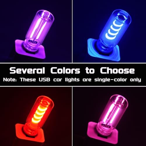 2 PCS USB LED Light for Car, Touch Dimmable Car Atmosphere Light, USB Blue