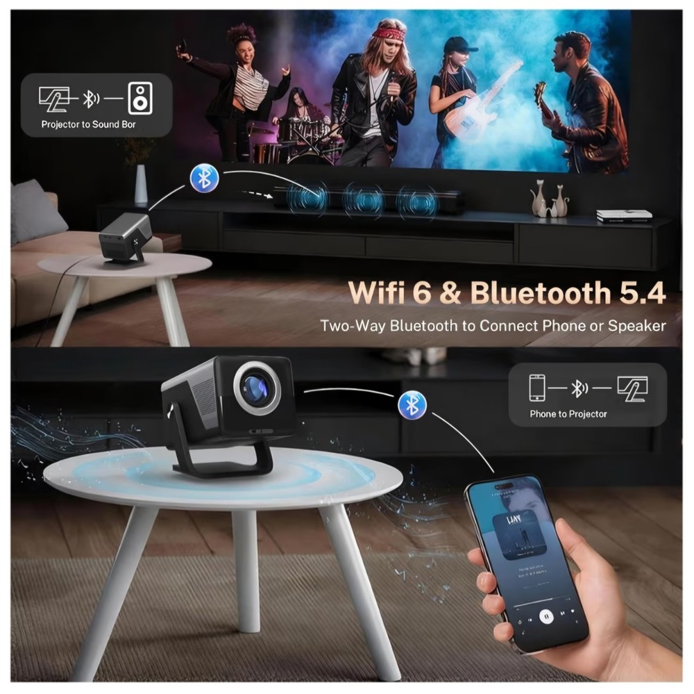 [2000 ANSI/AI Visual Calibration/4K Support] X7 Native 1080P Smart Projector wit