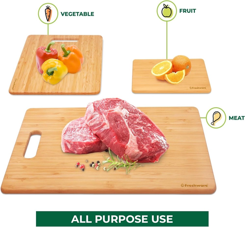 Versatile Bamboo Cutting Board Set with Hanging Hole - Eco-Friendly Sizes